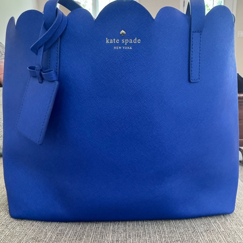 kate spade scalloped-edge tote in cobalt blue
